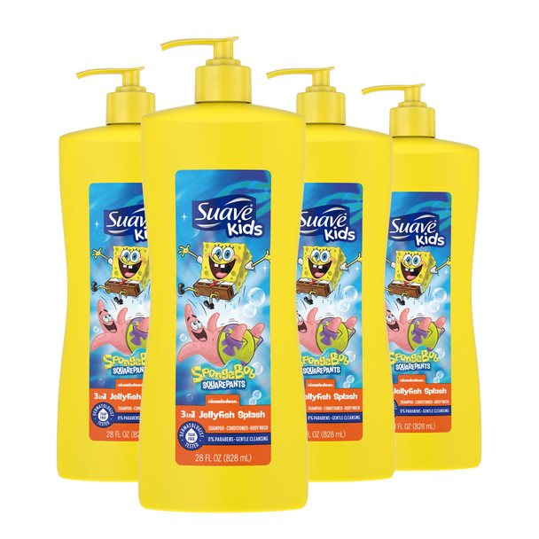 Suave Kids 3In1 bob Tear Body Wash Shampoo And Conditioners Dermatologist 28 Oz Pack Of 4