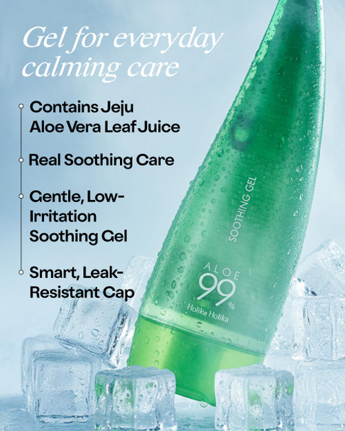 Holika Holika Aloe 99% Soothing Gel No Sticky 99% Aloe Vera Sunburn Relief 8.5 Ounce