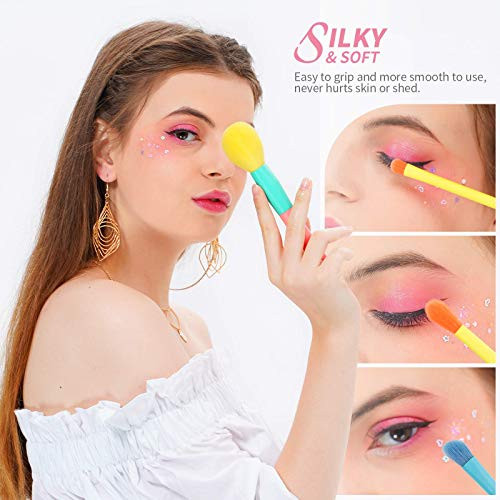 Docolor Colourful Makeup Brush Set + Makeup Brushes Cleaner SetPremium Synthetic Kabuki Ful Makeup Brush Set 15Pcs