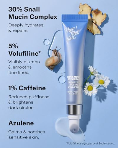 Then I Met You Snail Mucin Eye Cream Korean Skincare For Dark Circles Puffy Eyes 0.51 Oz