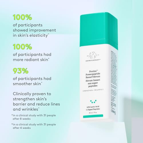 Drunk Elephant Protini Powerpeptide Resurf Serum / Exfoliating Lactic Acid Aha Serum Clean 30 Ml