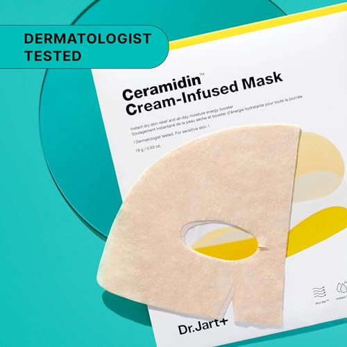 Dr.Jart+ Ceramidin CreamInfused Korean Face Mask For Dry Skin With Ceramides And 1 Pack