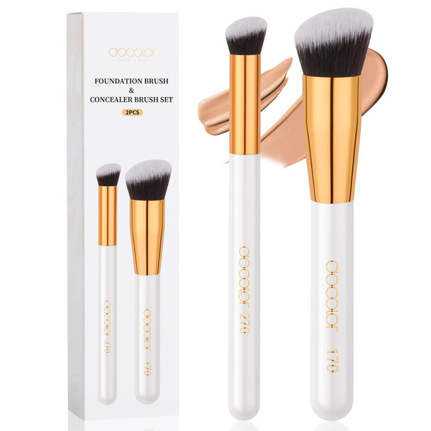Docolor Foundation Brush and 270 Concealer Brush Set Professional Makeup Brushes Angled Foundation Brush And 2Pcs