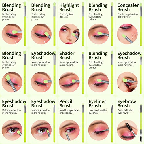 Docolor Makeup Brushes Cleaner Set + Eye Makeup BrushesSoft Synthetic Hairs Professional Makeup Brushes Cleaner Set 15Piece