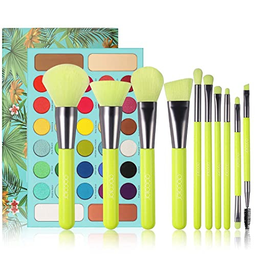 Docolor Makeup Brushes Makeup Brushes Set + 34 Colors Tropical Eeyshadow Palette Makeup Brushes 10 Piece