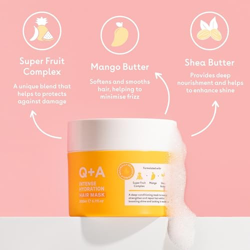 Q+A Intense Hydration Hair Mask AntiFrizz Strengthening Hair Care Deep Conditioning Treatment 200Ml