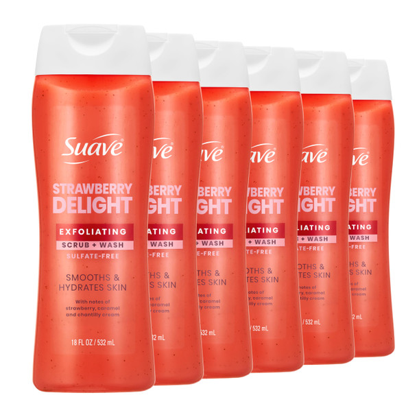 Suave Citrus Blossom Exfoliating Body Wash and Scrub With Glycerin and Vitamin 18 Fl Oz 6 Count