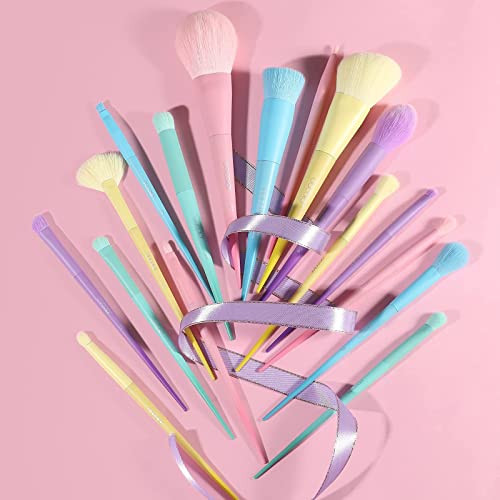 Docolor Colourful Makeup Brushes Set + 54Colors Gemstone Eeyshadow Palette Ultra Pigmented Ful Makeup Brushes Set 17Pcs