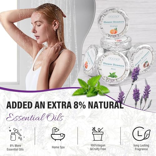 Docolor 8Pack Lavender Essential Oil Shower Steamers Essential Oil Shower Bombs Gifts 8Pack
