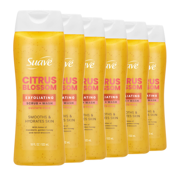 Suave Pistachio Cream Exfoliating Body Wash and Scrub With Glycerin and Vitamin 18 Fl Oz 6 Count