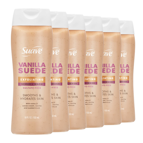 Suave Pistachio Cream Exfoliating Body Wash and Scrub With Glycerin and Vitamin 18 Fl Oz 6 Count