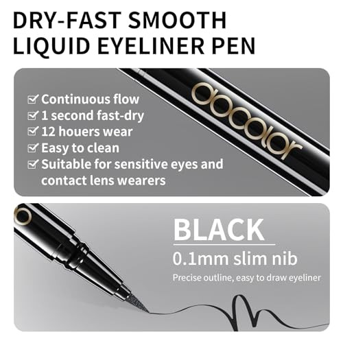Docolor Waterproof Black Eyeliner Liquid Pen And White Eyeliner Gel SmudgeProof Gel Waterproof Black Eyeliner L 2Pcs