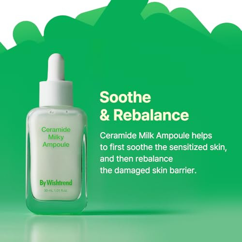 By Wishtrend Ceramide Milky Ampoule Soothing and Rebalancing For Sensitive Damaged Skin Barrier 1.01 Fl Oz