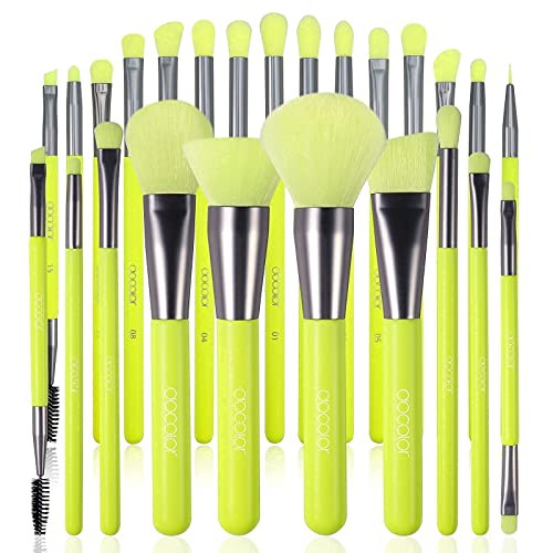 Docolor Neon Green Makeup Brushes + Eye Makeup Brushes Set Christmas Neon Green 10Piece
