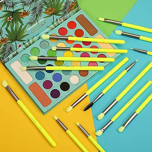 Docolor Neon Green Makeup Brushes + Eye Makeup Brushes Set Christmas Neon Green 10Piece