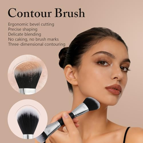 Docolor 2In1 Foundation and Bronzer Brush DualEnded Face Makeup Brush With UltraSoft