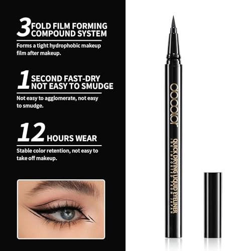 Docolor Waterproof Eyeliner Pen Super Slim Precise All Day Eye Liner Gel Waterproof Eyeliner Pen Sup 2Pcs