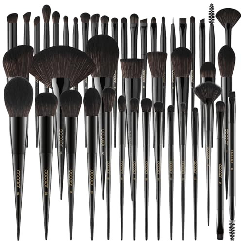 Docolor Professional Makeup Brushes Set + Obsidian Makeup Brushes Premium Synthetic Powder Professional Makeup Brushes 30Pcs