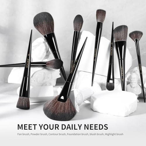 Docolor Professional Makeup Brushes Set + Obsidian Makeup Brushes Premium Synthetic Powder Professional Makeup Brushes 30Pcs
