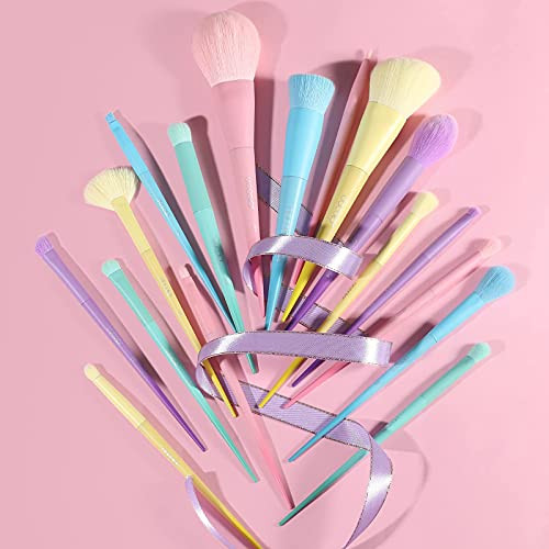 Docolor Colorful Makeup Brushes Set With Eyelash Comb Curler Eyelash Separator Mascara Ful Makeup Brushes Set With 17Piece