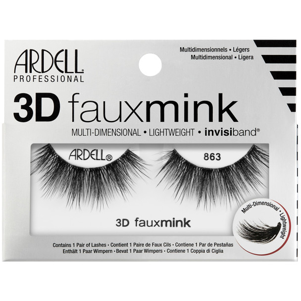 Ardell 3D Faux Mink Lashes 865 Lightweight Reusable Wispy False Eyelashes For