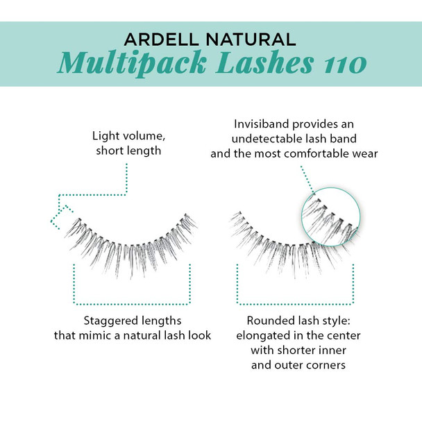 Ardell Natural False Eyelashes Multipack 110 Black Comfortable Strip Lashes For Everyday 1 Pack