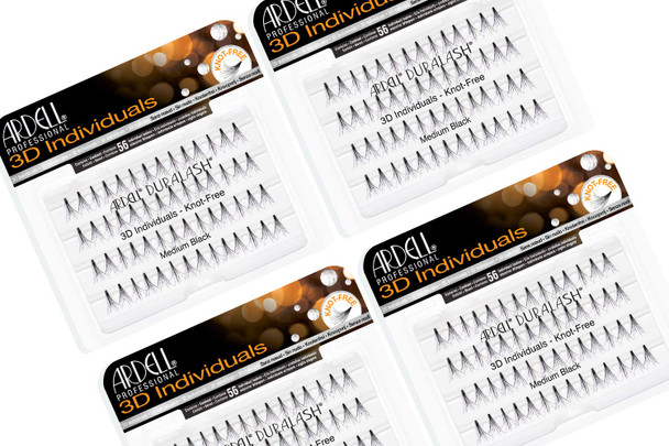 Ardell 3D Individual Lashes Diy Lash Clusters Long Black Flared Design False 4 Pack