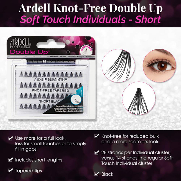 Ardell Double Up Individual Lashes Short Black KnotFree Tapered Lash Clusters Reusable 4 Pack