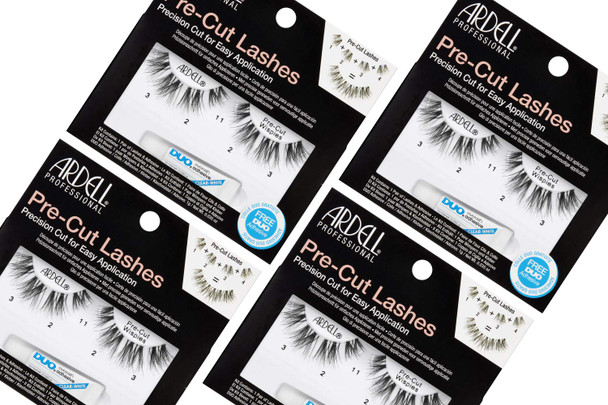 Ardell PreCut False Lashes Demi Wispies NaturalLooking Strip Lashes Includes Duo Adhesive 4 Pack