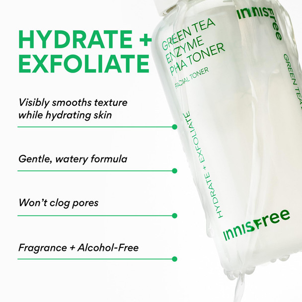 Innisfree Green Tea Enzyme Pha Toner Hydrating Korean Exfoliating Essence With Hyaluronic 5.07 Fl Oz