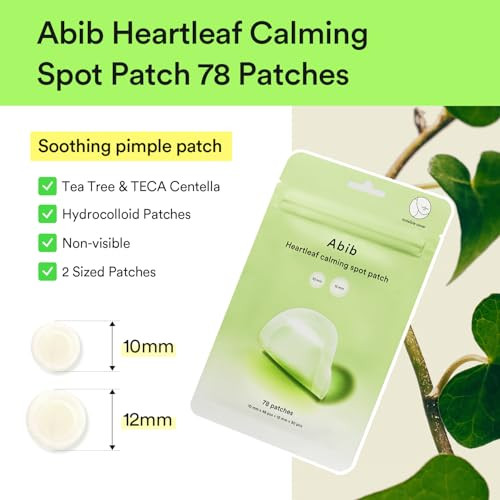 Abib Heartleaf Calming Spot Patch 2 Sizes 78 Patches Waterproof Pimple Patches 48Pcs
