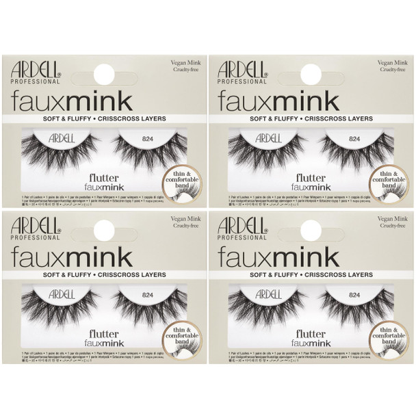 Ardell Faux Mink Lashes 821 Flutter Soft and Fluffy Wispy Lashes Strip 4 Pack