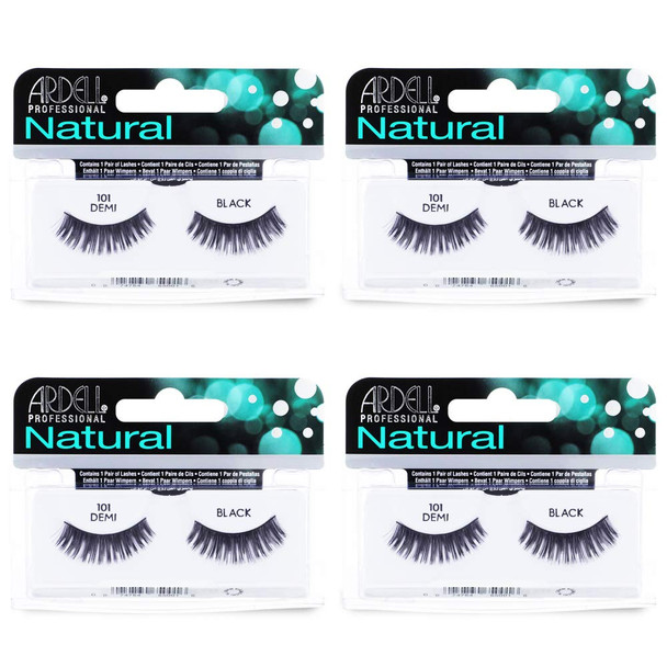 Ardell False Eyelashes 107 Black Natural Look Strip Lashes LongLasting Wear For 4 Pack