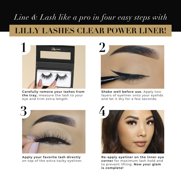 Lilly Lashes Power Liner Eyelash Glue For False Lashes Clear Lash Glue Quick