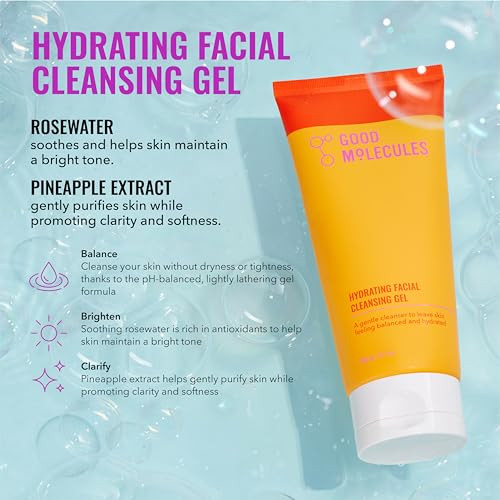 Good Molecules Daily Skincare Routine Set With Hydrating Cleanser Niacinamide Toner Hyaluronic Acid 5 Pieces