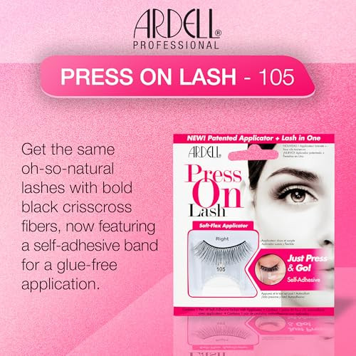 Ardell Press On Lashes 105 SelfAdhesive Eyelashes With SoftFlex Applicator Synthetic Fiber