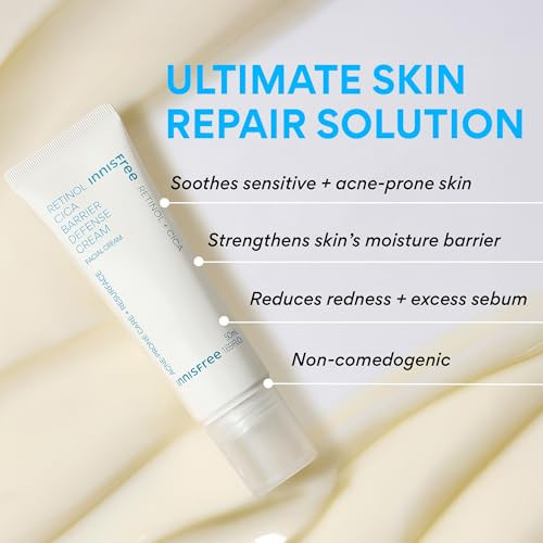 Innisfree Retinol Cica Barrier Cream Korean Moisturizer With Madecassoside For Sensitive AcneProne