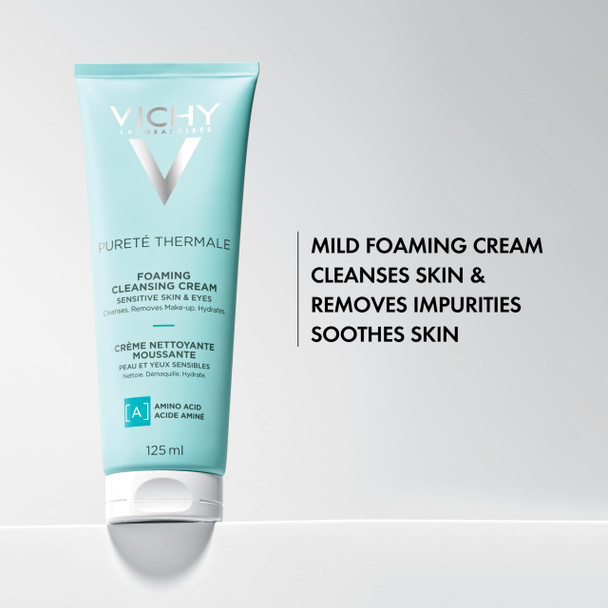Vichy Puret Thermale Hydrating Foaming Cream Facial Cleanser 4.2 Fl. Oz
