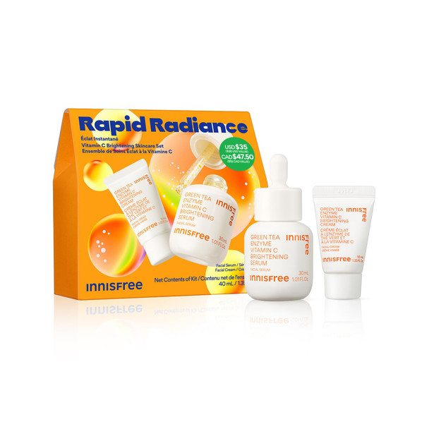 Innisfree Green Tea Enzyme Vitamin C Serum For Brightening Sunspots PostBreakout Marks 2 Pack