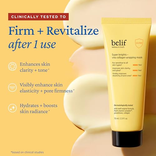 Belif Super Knights Vitamin Collagen Wrapping Peel Off Facial Mask Elasticity + 2.3 Fl. Oz