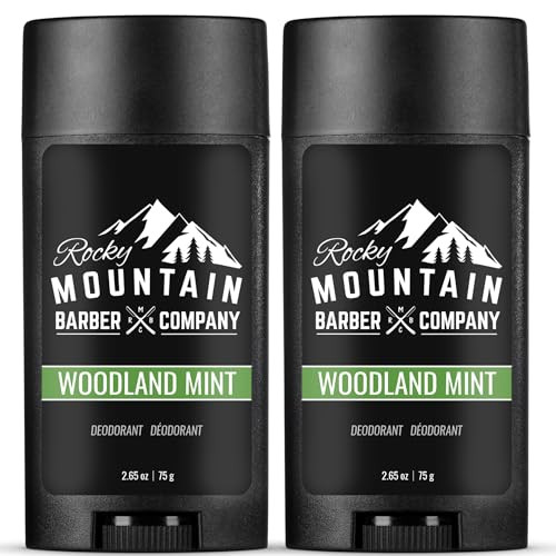 Rocky Mountain Barber Company Natural Deodorant For Men 2 Pack Aluminum Made In Usa 2.65 Oz 2 Pack