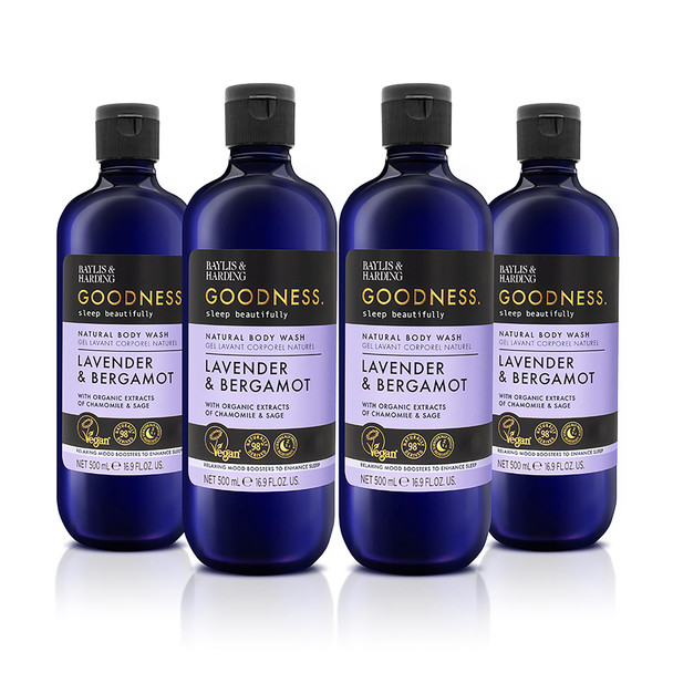 Baylis & Harding Goodness Sleep Lavender and Bergamot Epsom Salts Pack Of 4 Vegan 35.2 Fl. Oz Pack Of 4
