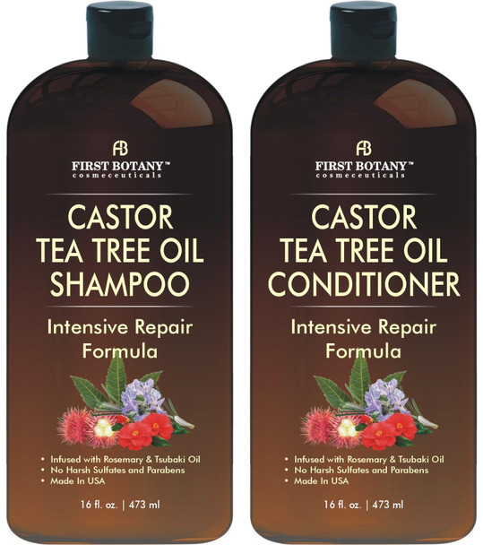 First Botany Castor Tea Tree Shampoo Conditioner An Anti Hair Loss Set Thickening 16 Oz