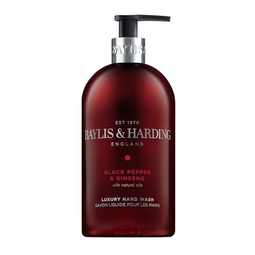 Baylis & Harding Liquid Hand Soap Wash With Dispenser Black Pepper and Ginseng For 16.9Oz 3Pack