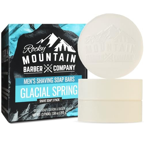 Rocky Mountain Barber Company Shaving Soap Pucks For Men 3 Pack Traditional Wet Shave GlycerinBased 3 Pack