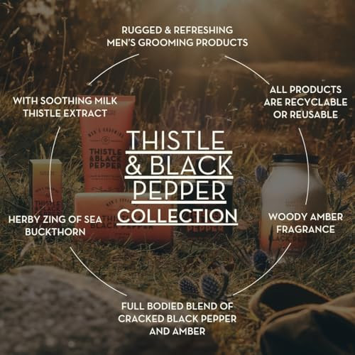 Scottish Fine Soaps Thistle and Black Pepper Shave Gel Woody Amber Fragrance Soothing Milk 150Ml