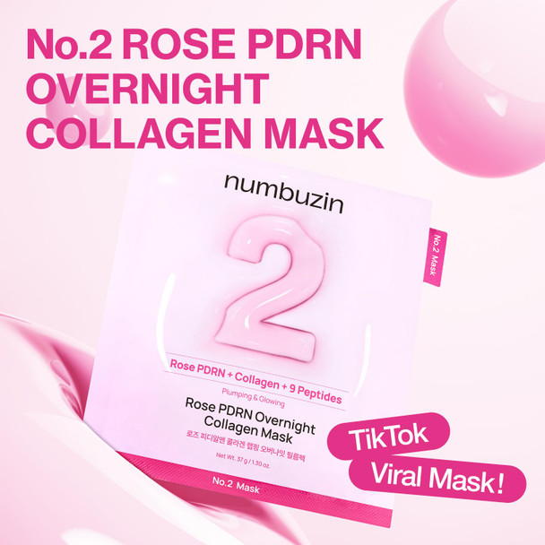 Numbuzin No.2 Overnight Face Mask Rose Pdrn Overnight Collagen Mask Korean 37G