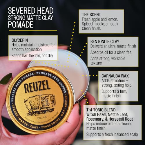Reuzel Severed Head Strong Hold Clay Pomade Matte Hair Styling Clay With 0.21 Lb