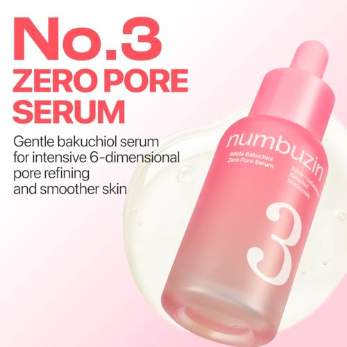 Numbuzin No.3 Bifida Bakuchiol Zero Pore Serum Pore Minimizing and Tightening Texture 1.01 Fl Oz
