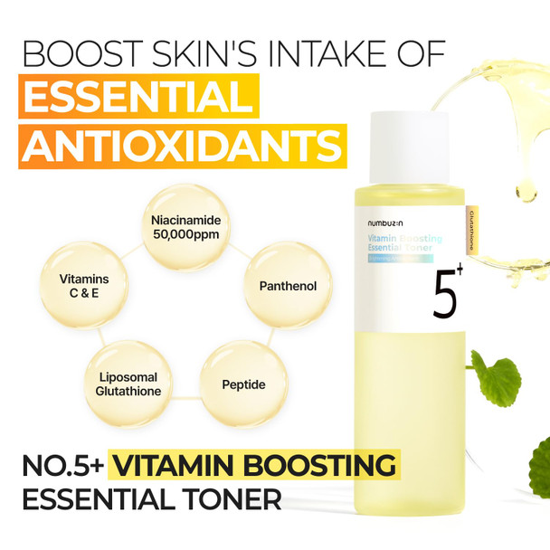 Numbuzin No.5 Vitamin Boosting Essential Toner RadianceBoosting Vitamin Toner For Uneven and 6.76 Fl Oz